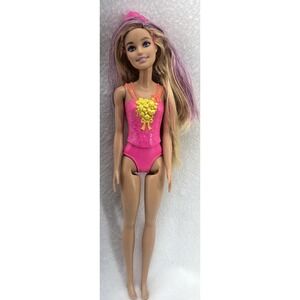 Mattel Barbie Fashion Doll 11" Blonde Hair Purple Streaks Pink Swimsuit
